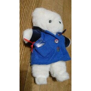 RARE Vtg 1986 Moonbeam Blue Coat Passport Gund Eddie Teddy Plush Bear 12” Korea